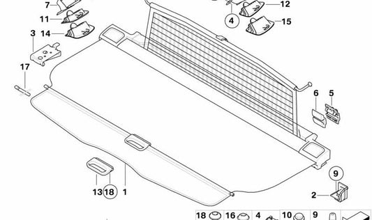 Persiana-combinada trasera OEM 51479152048 para BMW E91, E91 LCI. Original BMW.
