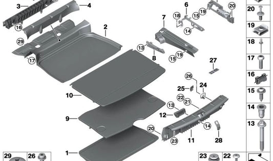 Background coating of the trunk OEM 51479810908 for Mini Countryman R60. Original Mini.