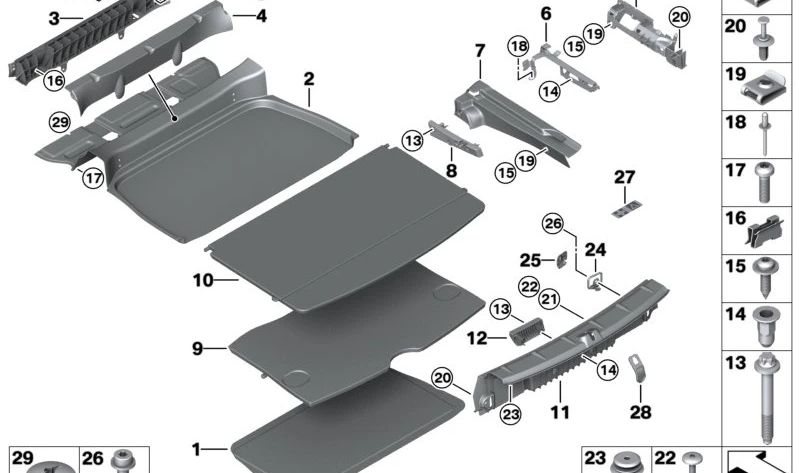 Revestimiento de fondo del maletero OEM 51479810908 para MINI Countryman R60. Original MINI.