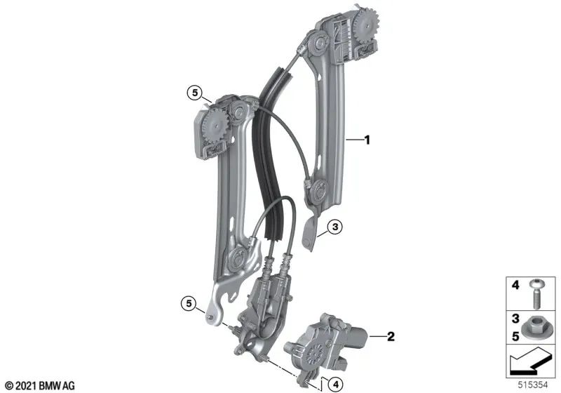 Elevalunas sin motor trasero izquierdo para BMW i (OEM 51355A0DAB1). Original BMW