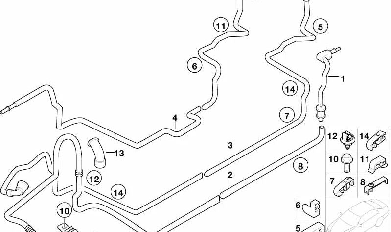 Soporte de sujeción para tubo de combustible OEM 16126754918 para MINI R50 y R53. Original MINI.
