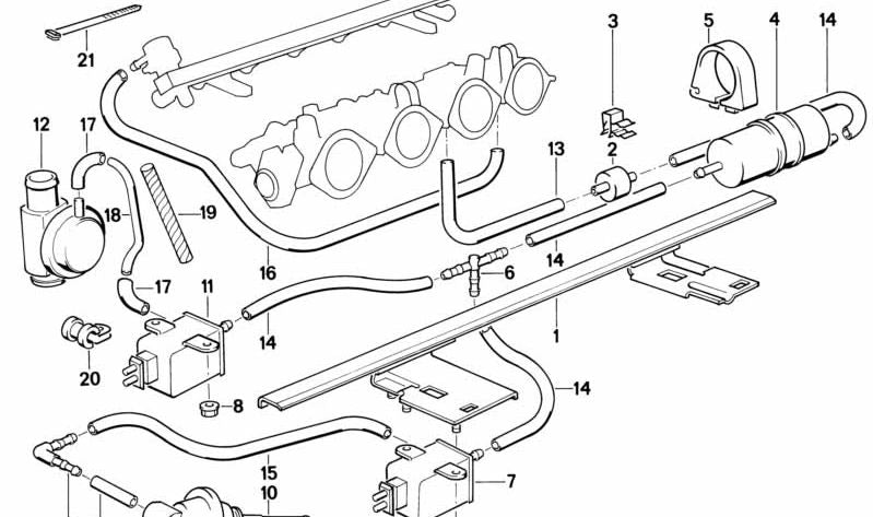 Prise en charge du moteur OEM 12511312856 pour BMW E34. Pièce BMW originale.