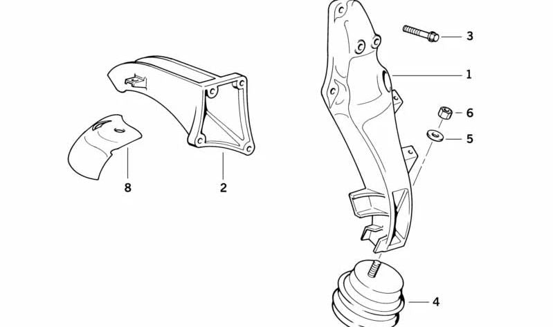 Soporte motor derecho OEM 11811137014 para BMW E36 (316g, 316i CA/BE), Z3 (todos los modelos compatibles). Pieza de motor original BMW.