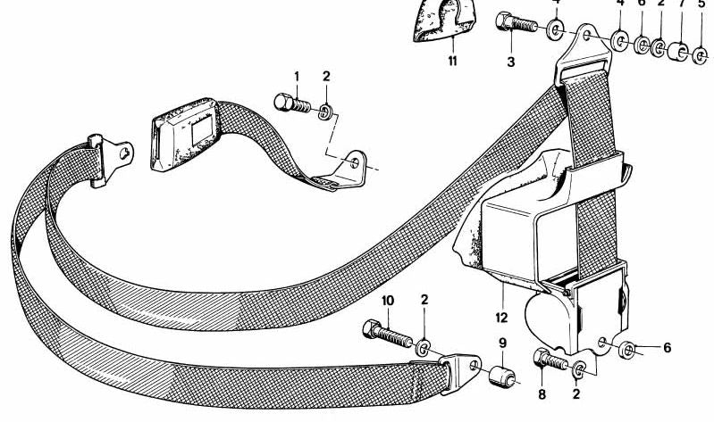 Arandela original OEM 72111813919 para BMW E21, E12, E24, E23 (sistema de anclaje del cinturón de seguridad delantero). Recambio original BMW.