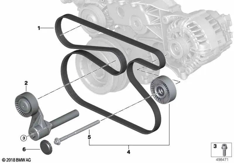 Ribbed belt for BMW X5 E70, E70N, X6 E71 (OEM Original B