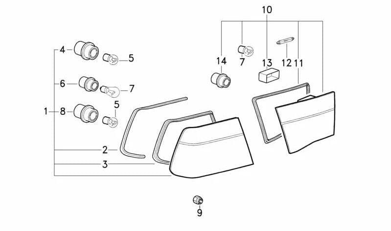 Luz trasera derecha OEM 63218354264 para BMW Serie 8 E31 840Ci, 850CSi... y más. Original BMW.