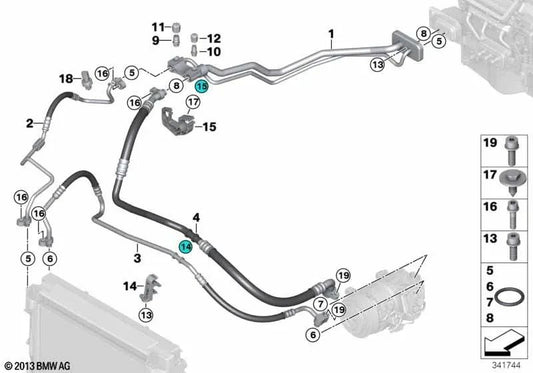 Tubería de aspiración OEM 64506833628 para BMW X5 F15, X6 F16. Original BMW.