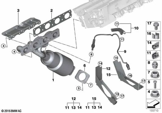Junta plana OEM 18407527796 para BMW 1' E81, E87, E87 LCI, E82, E88, 3' E90, E90 LCI, E91, E91 LCI, E92, E92 LCI, E93, E93 LCI, X1 E84. Original BMW.