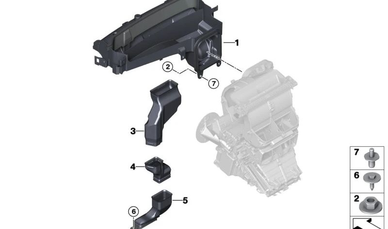 Canal de desagüe inferior OEM 64319309567 para BMW i3 I01, I01N. Pieza original BMW.