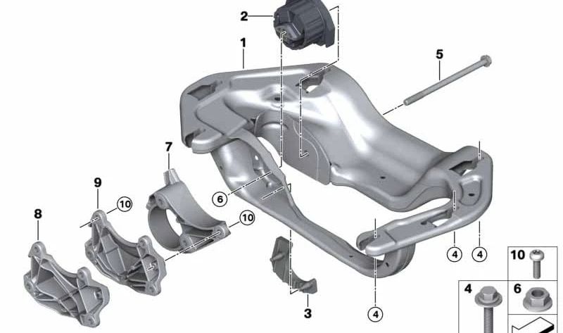 Soporte de caja de cambios OEM 22316869723 para BMW F15. Original BMW.
