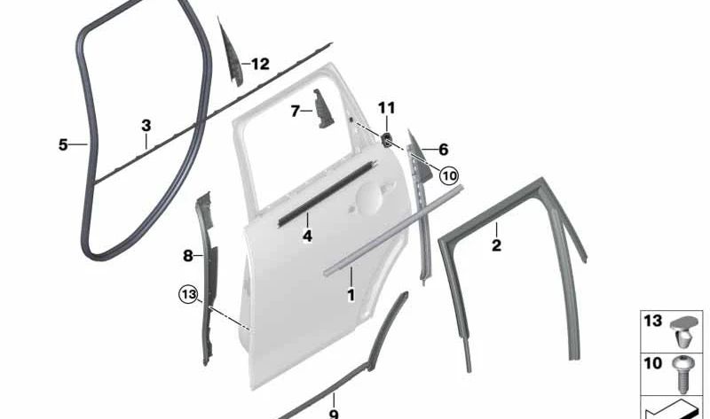 Moldura angular interior derecha OEM 51337337034 para MINI F55, F55 LCI. Original MINI.