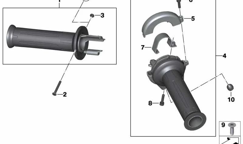 Tapa para manillar OEM 61317707334 para motos BMW R 1200 GS, R 1200 GS Adventure, HP2 Megamoto, R 1200 R, HP2 Sport. Original BMW Motorrad.