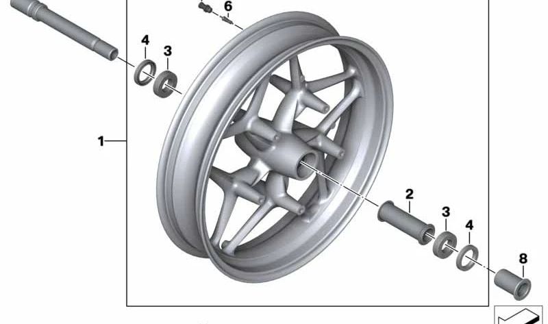 Roue avant noire 3.50x17 OEM 36318356984 pour BMW K1600GT, K1600GTL, K1600BAGGER. BMW original Motorrad.
