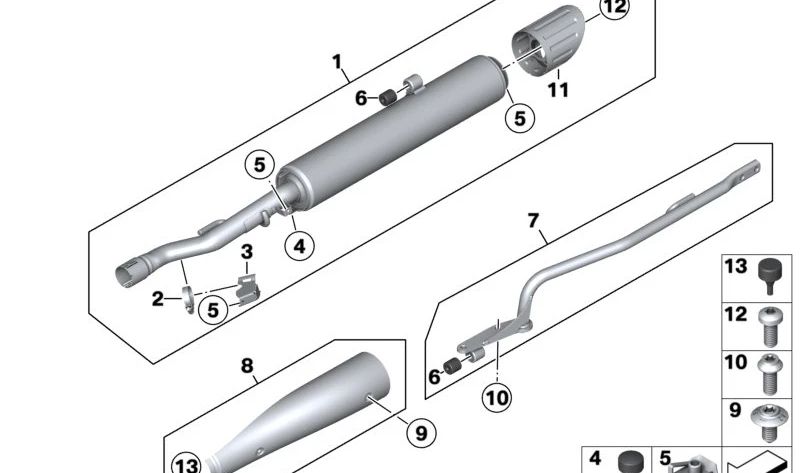 Silenciador final derecho OEM 18517109186 para motos BMW R18, R18 Classic, R18 B, R18 Transcontinental. Original BMW Motorrad.