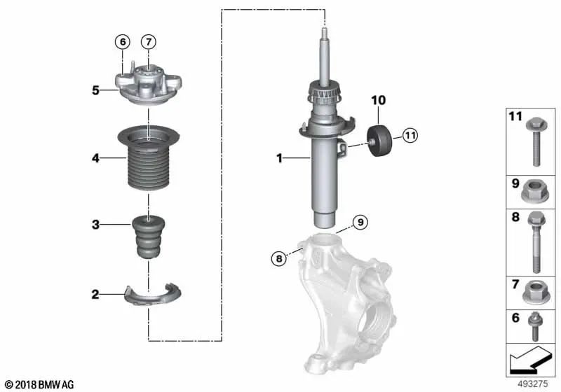 Amortiguador delantero derecho OEM 31316879192 para BMW Z4 (G29) sDrive20i, sDrive30i. Original BMW.