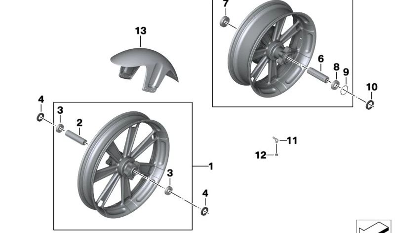 Roue avant forgée OEM 77219457419 pour motos BMW R 18, R 18 Classic, R 18 B, R 18 Transcontinental. BMW Motorrad d'origine.