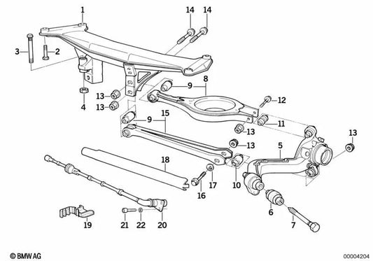 Brazo longitudinal trasero izquierdo OEM 33321137147 para BMW Z1 (E30). Original BMW.