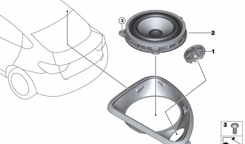Mid-tone speaker for BMW F25, F26 (OEM 65139209185). Original BMW