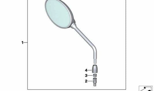 Espejo retrovisor derecho OEM 71609443674 para motos BMW R nineT, R nineT Pure, R 1200 R. Original BMW Motorrad.