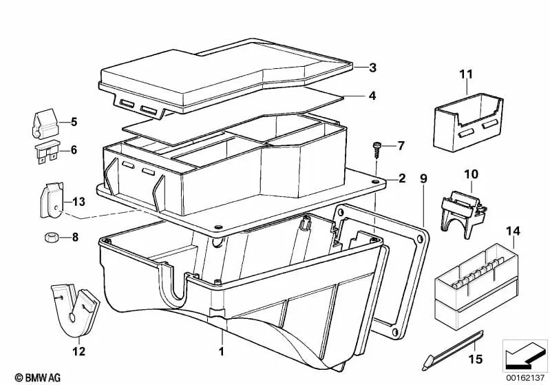 Caja para cortacircuitos OEM 61131387590 para BMW Serie 3 E36, Z3 E36. Original BMW.