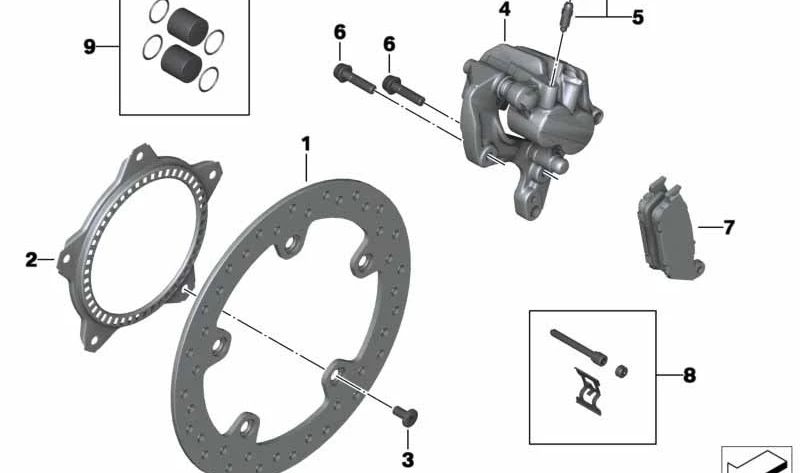Anillo sensor de freno OEM 34517725189 para motos BMW C evolution, C 600 Sport, C 650 Sport, C 650 GT. Original BMW Motorrad.