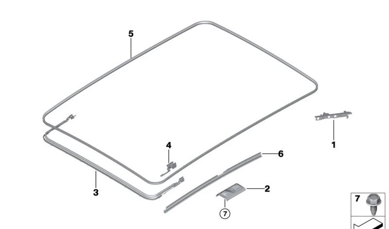 Junta acústica derecha OEM 54109883322 para BMW F44. Pieza original BMW.