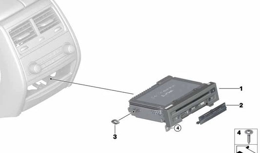 Deckungsabdeckungen Multimedia -Verbindungen OEM 65126995920 für BMW G11N, G12N, F85, F95, G05, F86, F96, G06, G07. Originales BMW -Stück für das hintere Multimedia -System (Beobachtung).