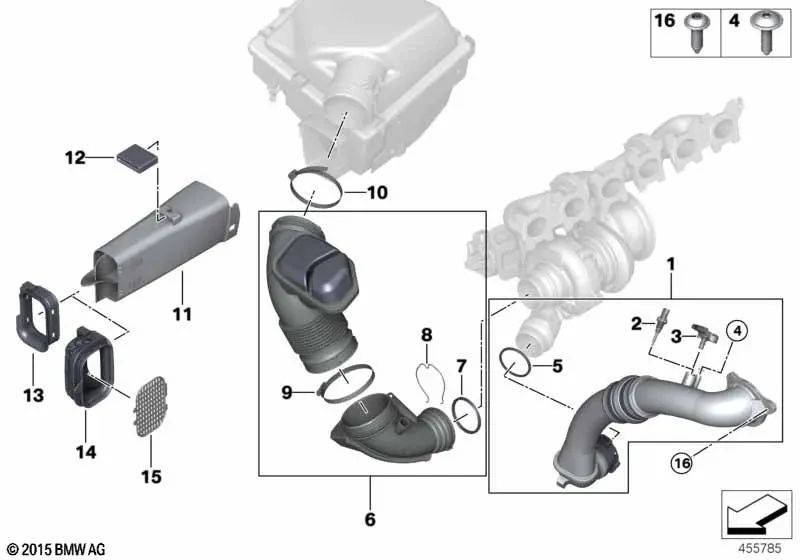 Guide d'air OEM 13718601682 pour BMW Série 1 F20, F21, Série 2 F22, F23, Série 3 F30, F31, Série 4 F32, F33, F36... et plus encore. Véritable BMW.
