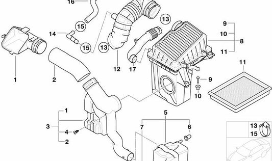 Abrazadera tubo flexible OEM 13717531833 para MINI R50, R52, R53. Original MINI.