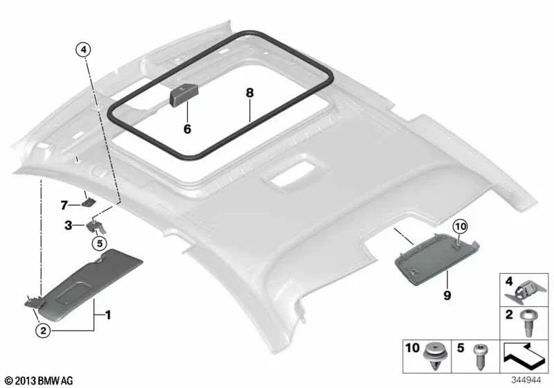 Visera solar con etiqueta derecha para BMW F22, F87 (OEM 51448061846). Original BMW