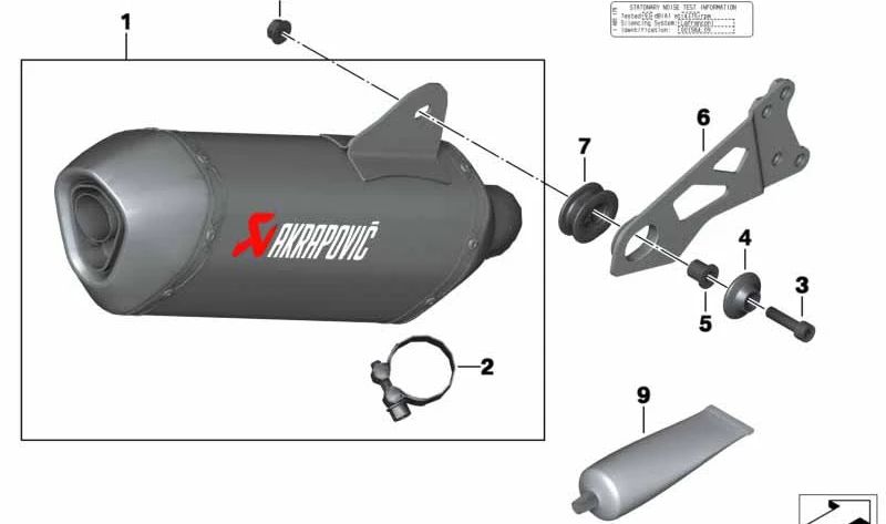 Silenziatore sportivo OEM 18518554158 per motocicli BMW C 600 Sport, C 650 Sport. BMW MOTORAD originale.