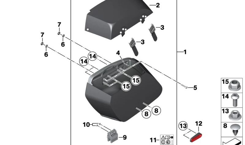 Portafoglio interno Softbag OEM 46549829166 per BMW R18, R18 Classic. BMW Motorrad originale.