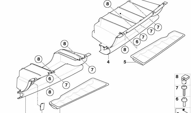 Piastra di chiusura del vassoio anteriore OEM 51457072009 per MINI R50, R53. MINI originale.