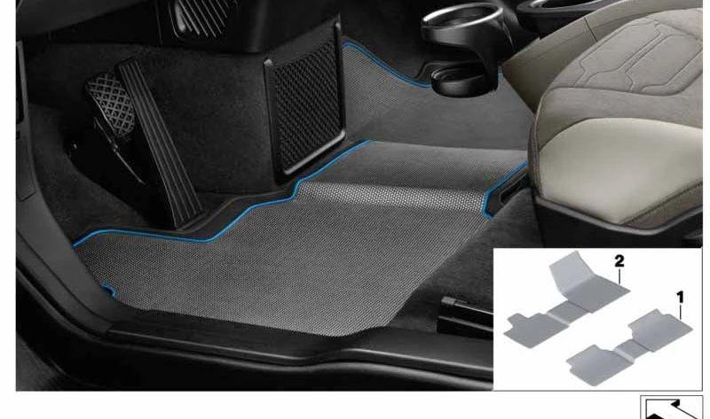 Alfombrilla de goma (delantera) OEM 51472349826 para BMW i3 (I01). Original BMW.