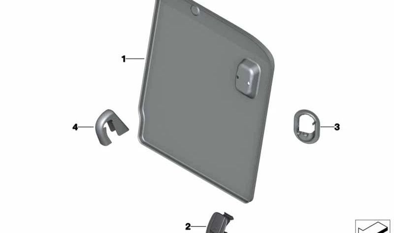 Tapón embellecedor ISOFIX izquierdo OEM 52207389027 para MINI F57 (todos los modelos y años compatibles). Pieza original MINI.