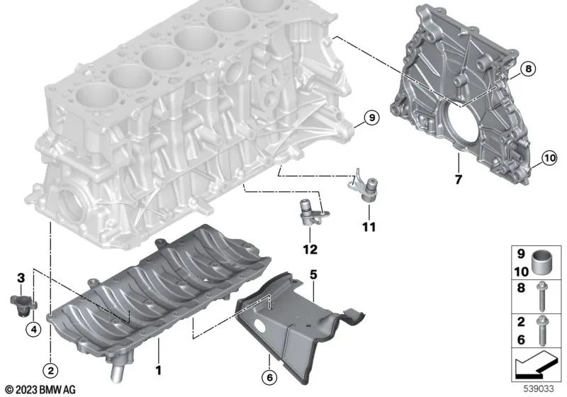 Oil Pan Cover for BMW G87, G80, G82 (OEM 11138095325). Original BMW.