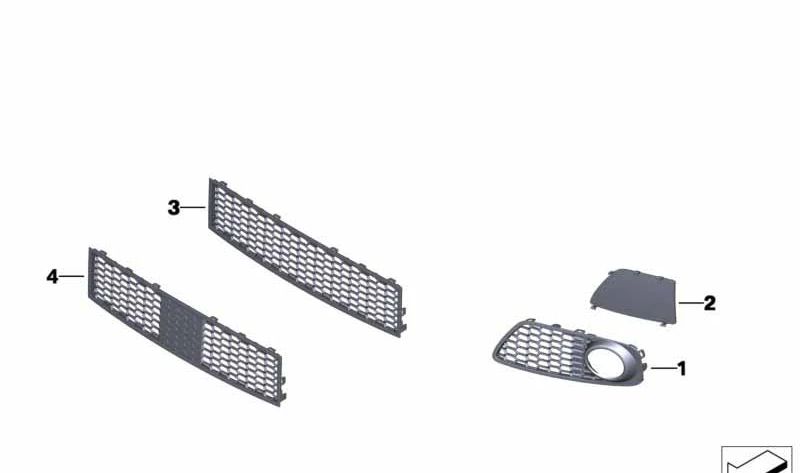 Rejilla de entrada de aire derecha para BMW F07 (OEM 51118050056). Original BMW