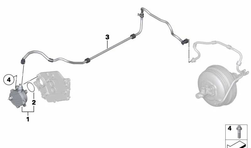 Tubería de vacío OEM 11667564958 para BMW F01, F02 (760i, 760Li) con motor N74. Compatible con modelos fabricados entre 2009 y 2015. Original BMW.