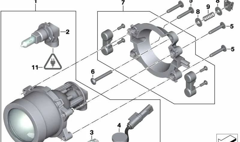 Faro luz de carretera delantero OEM 63128545635 para motos BMW S 1000 R (K47) 2013-2020. Original BMW Motorrad.