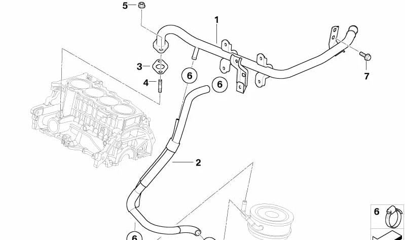Manguera flexible de agua OEM 11537798767 para MINI R50 One D. Original MINI.