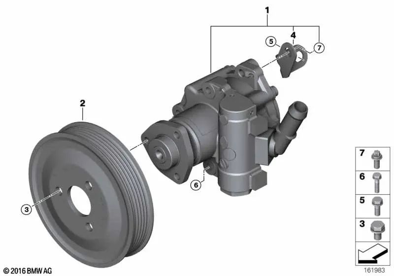 Pulley for BMW 5 Series E60N, E61N, X3 E83N (OEM 32428518699). Original BMW