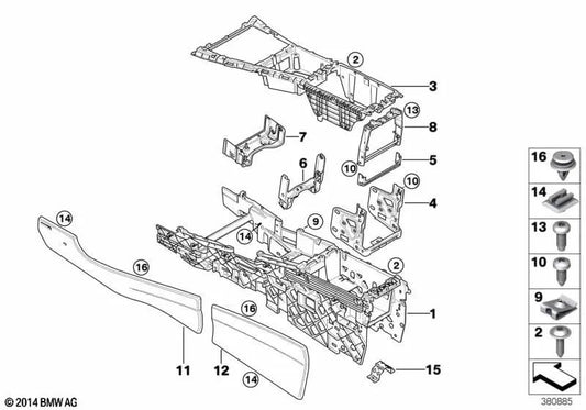 Revestimiento consola central trasera derecha OEM 51169213518 para BMW X5 E70, X5 E70 LCI, X6 E71, X6 E72 Hybrid. Original BMW.