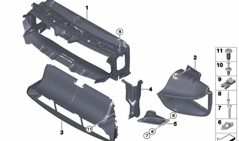 Adaptador de conducto de aire OEM 51748055843 para BMW F80, F82, F83 (modelos M3 y M4 con motor S55). Original BMW.