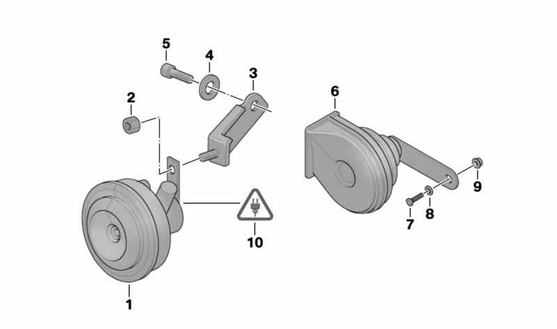 Buzina OEM 61337655882 para motocicletas BMW R1200RT, R900RT, R1150RT, R850RT. Originais BMW Motorrad.