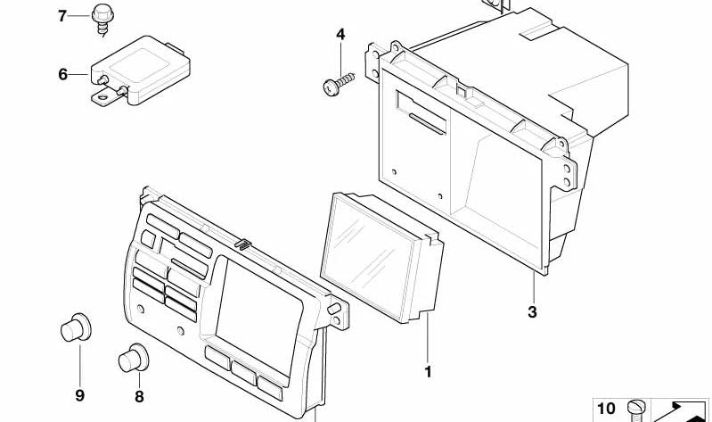 Embellose Central screen OEM 65528383337 for BMW 3 E46 series {316i, 316ci} All compatible models. Original BMW piece.