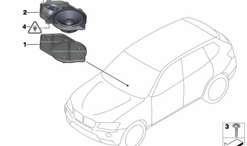 OEM Paspicadero Unterstützung Unterstützung 65139237281 für BMW X3 F25 und X4 F26. Kompatibel mit Top-HIFI-System. Original BMW.