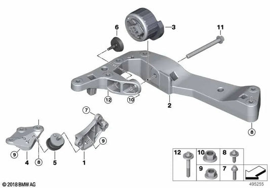 Gearbox crossmember OEM 22318089422 for BMW G80 M3, G81 M3 Touring, G82 M4 Coupé, G83 M4 Convertible, G26 Gran Coupé, X3 G01, X4 M F98... and more. Genuine BMW.