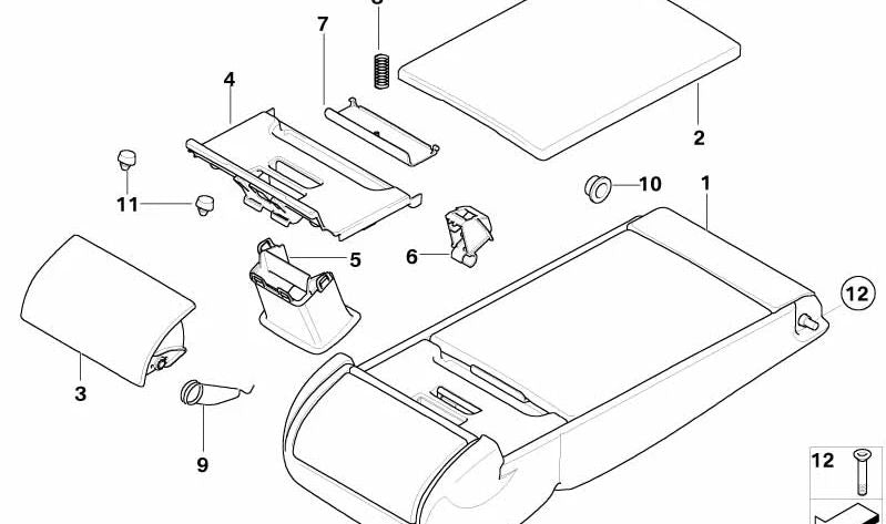 ASA posteriore Central OM 52206951189 per BMW 5 E60 ed E61 (520D NJ31, NJ32, NJ41, NJ42, PX11, PX12, PX21, PX22, PX31, PX32). BMW originale.