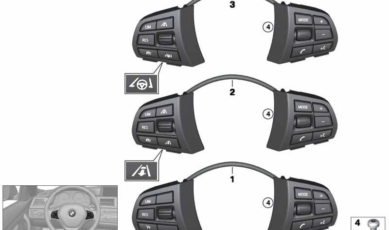 Interruptor volante multifunción deportivo OEM 61319273656 para BMW F15 y F16 (X5 y X6). Compatible con modelos sDrive25d y xDrive25d. Original BMW.