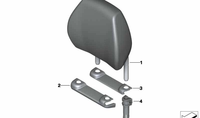 Guiado de reposacabezas OEM 52207343705 para BMW F23 y F23N. Pieza original BMW. Ideal para reparar o sustituir soporte de reposacabezas trasero. Color negro.